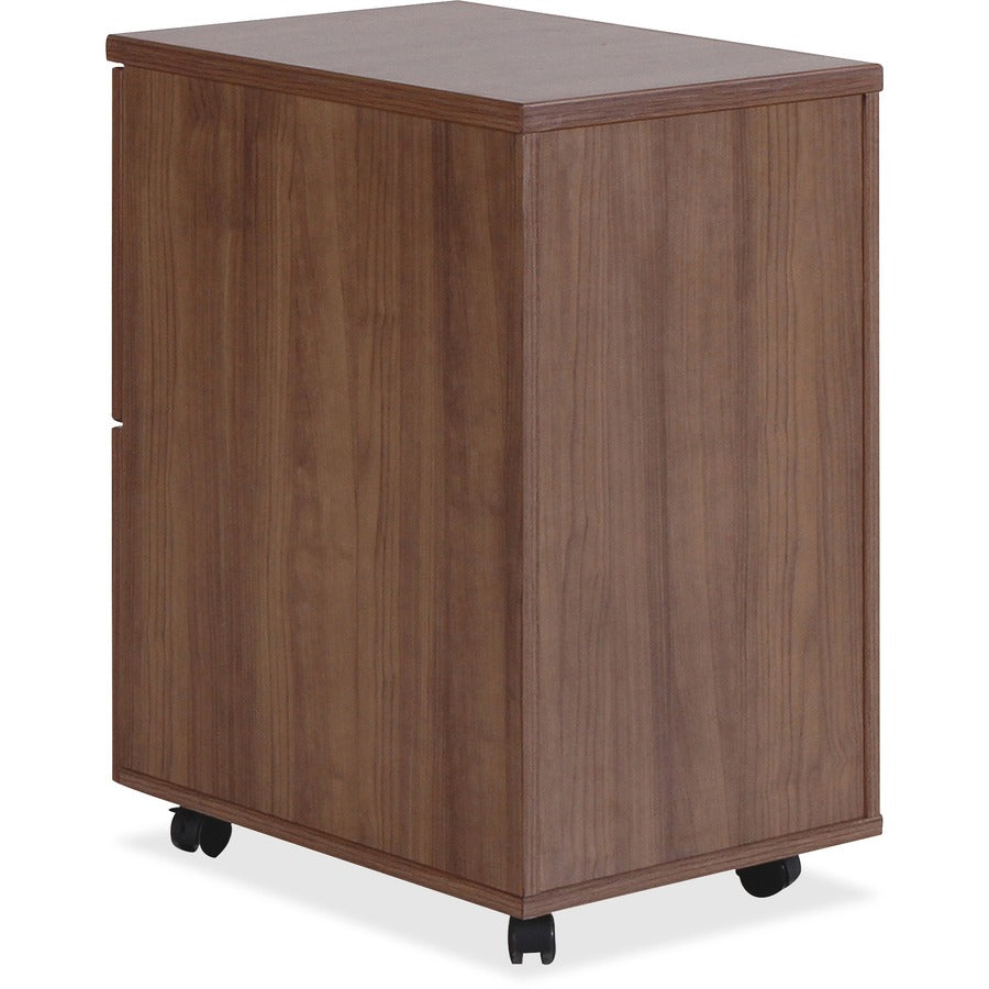 Lorell Essentials Series File/File Mobile File Cabinet - 15.8" x 22"28.4" Pedestal, 1.5" Caster - 2 x File Drawer(s) - Finish: Laminate, Walnut - Mobility, Built-in Hangrail, Locking Pedestal, Dual Wheel Caster - For File, File Folder