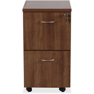 Lorell Essentials Series File/File Mobile File Cabinet - 15.8" x 22"28.4" Pedestal, 1.5" Caster - 2 x File Drawer(s) - Finish: Laminate, Walnut - Mobility, Built-in Hangrail, Locking Pedestal, Dual Wheel Caster - For File, File Folder