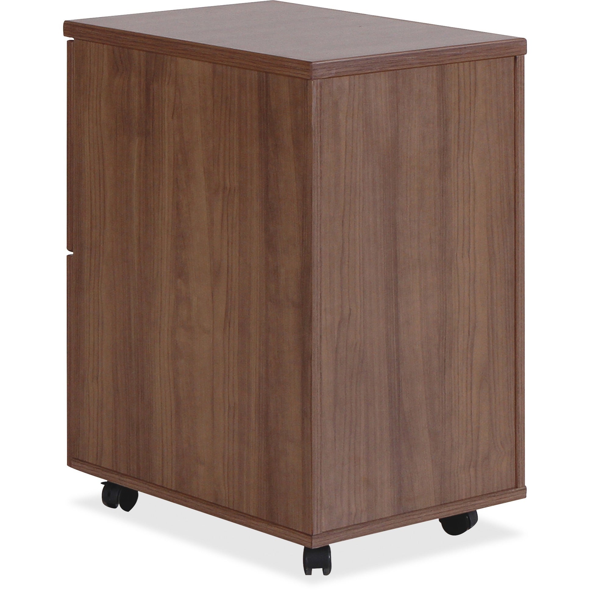 Lorell Essentials Series File/File Mobile File Cabinet - 15.8" x 22"28.4" Pedestal, 1.5" Caster - 2 x File Drawer(s) - Finish: Laminate, Walnut - Mobility, Built-in Hangrail, Locking Pedestal, Dual Wheel Caster - For File, File Folder - 