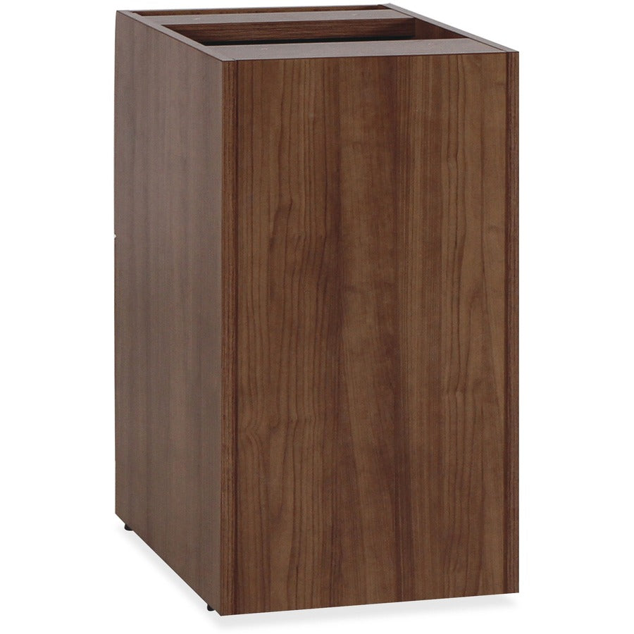 Lorell Essentials Series File/File Fixed File Cabinet - 15.5" x 21.9"28.5" Pedestal, 3.8" - 2 x File Drawer(s) - Finish: Laminate, Walnut - Built-in Hangrail, Ball-bearing Suspension, Mobility - For File, File Folder