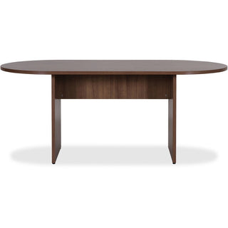 Lorell Essentials Oval Conference Table - 1.3" Table Top, 0" Edge, 70.9" x 35.4"29.5" Table - Finish: Walnut Laminate - Adjustable Foot Glide