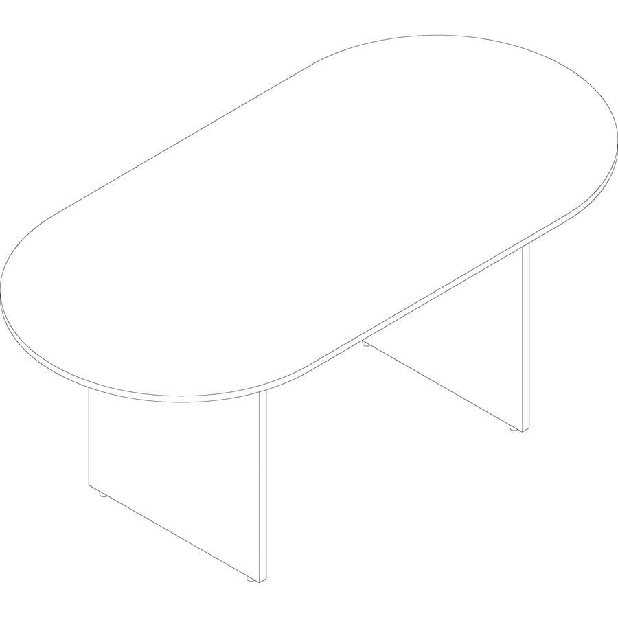Lorell Essentials Oval Conference Table - 1.3" Table Top, 0" Edge, 70.9" x 35.4"29.5" Table - Finish: Walnut Laminate - Adjustable Foot Glide - 