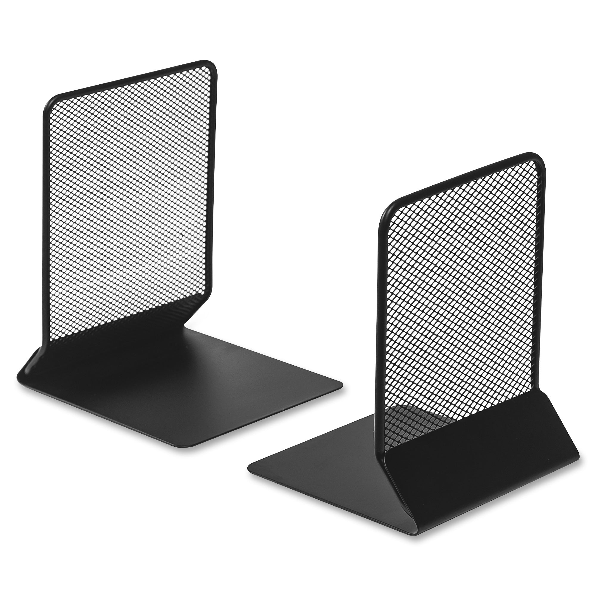 Lorell Mesh Bookends - 7" Height x 5.4" Width x 5.3" DepthDesktop - Sturdy - Black - Steel, Mesh - 1 / Pair - 