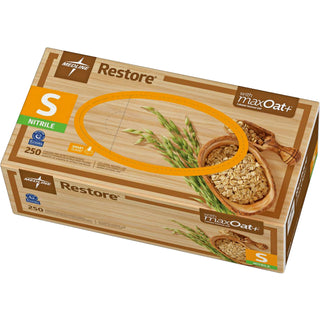 Medline Restore Nitrile Exam Gloves with Oatmeal - Small Size - For Right/Left Hand - Off White - Latex-free, Allergen-free, Textured Fingertip, Non-sterile - For Home, Healthcare Working - 250 / Box - 9.50" Glove Length - 