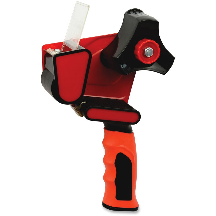 Sparco Handheld Tape Dispenser - 3" Core - Refillable - Ergonomic Design, Adjustable Tension Mechanism, Durable - Red, Black - 1 Each