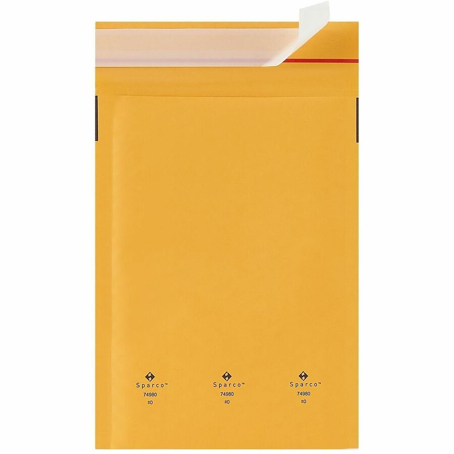 Sparco Size 0 Bubble Cushioned Mailers - Bubble - #0 - 6" Width x 10" Length - Self-sealing - Kraft - 200 / Carton - Kraft