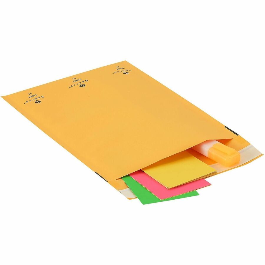 Sparco Size 1 Bubble Cushioned Mailers - Bubble - #1 - 7 1/2" Width x 12" Length - Self-sealing - Kraft - 100 / Carton - Kraft