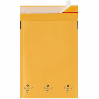Sparco Size 1 Bubble Cushioned Mailers - Bubble - #1 - 7 1/2" Width x 12" Length - Self-sealing - Kraft - 100 / Carton - Kraft