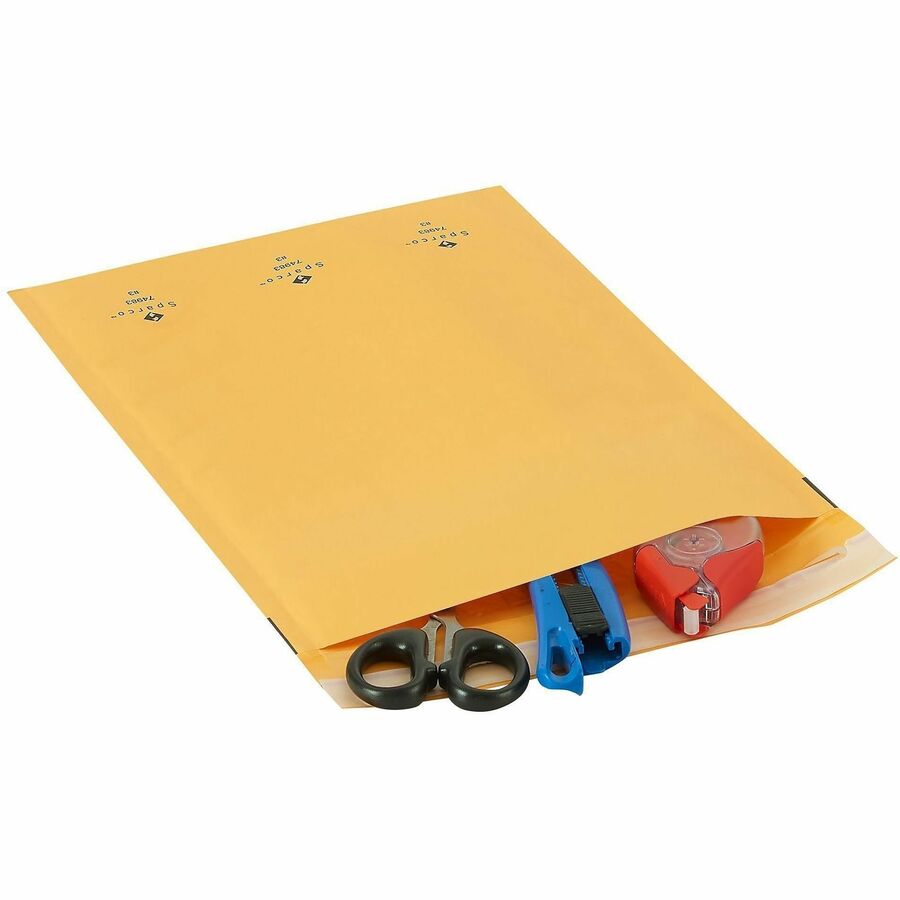 Sparco Size 3 Bubble Cushioned Mailers - Bubble - #3 - 8 1/2" Width x 14 1/2" Length - Self-sealing - Kraft - 100 / Carton - Kraft