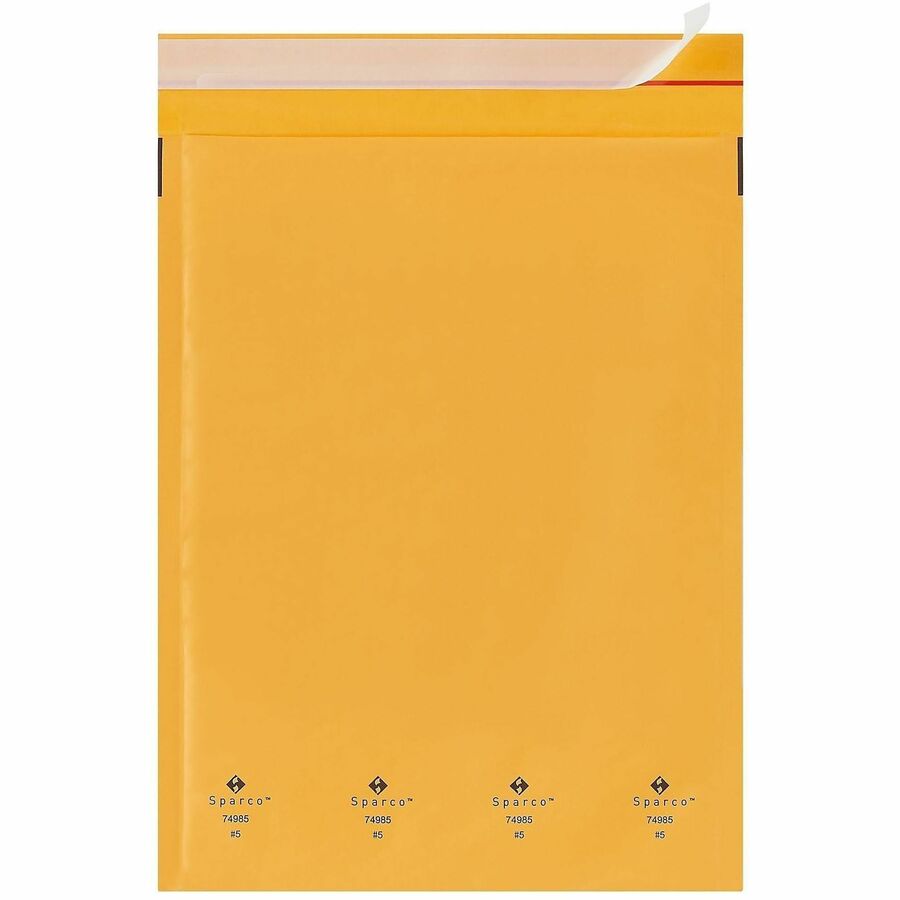 Sparco Size 5 Bubble Cushioned Mailers - Bubble - #5 - 10 1/2" Width x 16" Length - Self-sealing - Kraft - 100 / Carton - Kraft