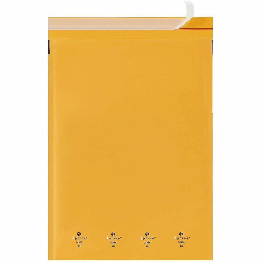 Sparco Size 6 Bubble Cushioned Mailers - Bubble - #6 - 12 1/2" Width x 19" Length - Self-sealing - Kraft - 50 / Carton - Kraft