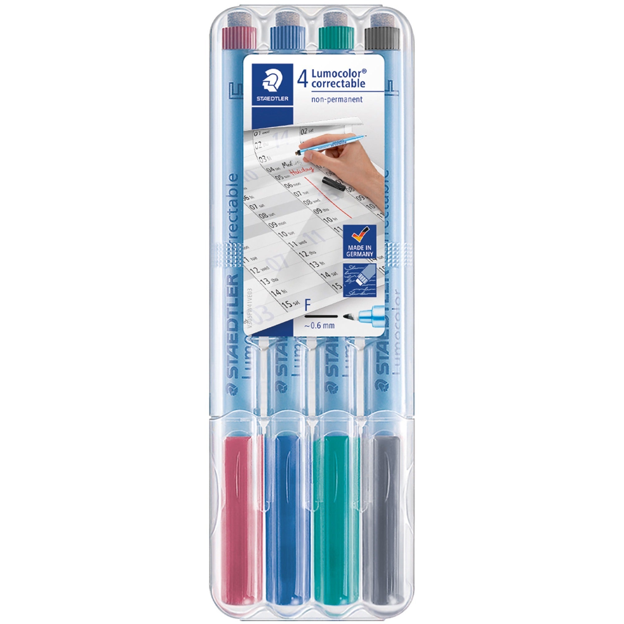 lumocolor-correctable-marker-pens-fine-marker-point-06-mm-marker-point-size-refillable-assorted-polypropylene-barrel-4-set_std305fwp41 - 1