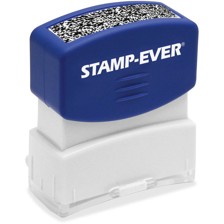 Stamp-Ever Pre-inked Security Block Stamp - 1.69" Impression Width x 0.56" Impression Length - 50000 Impression(s) - Blue - 1 Each - 