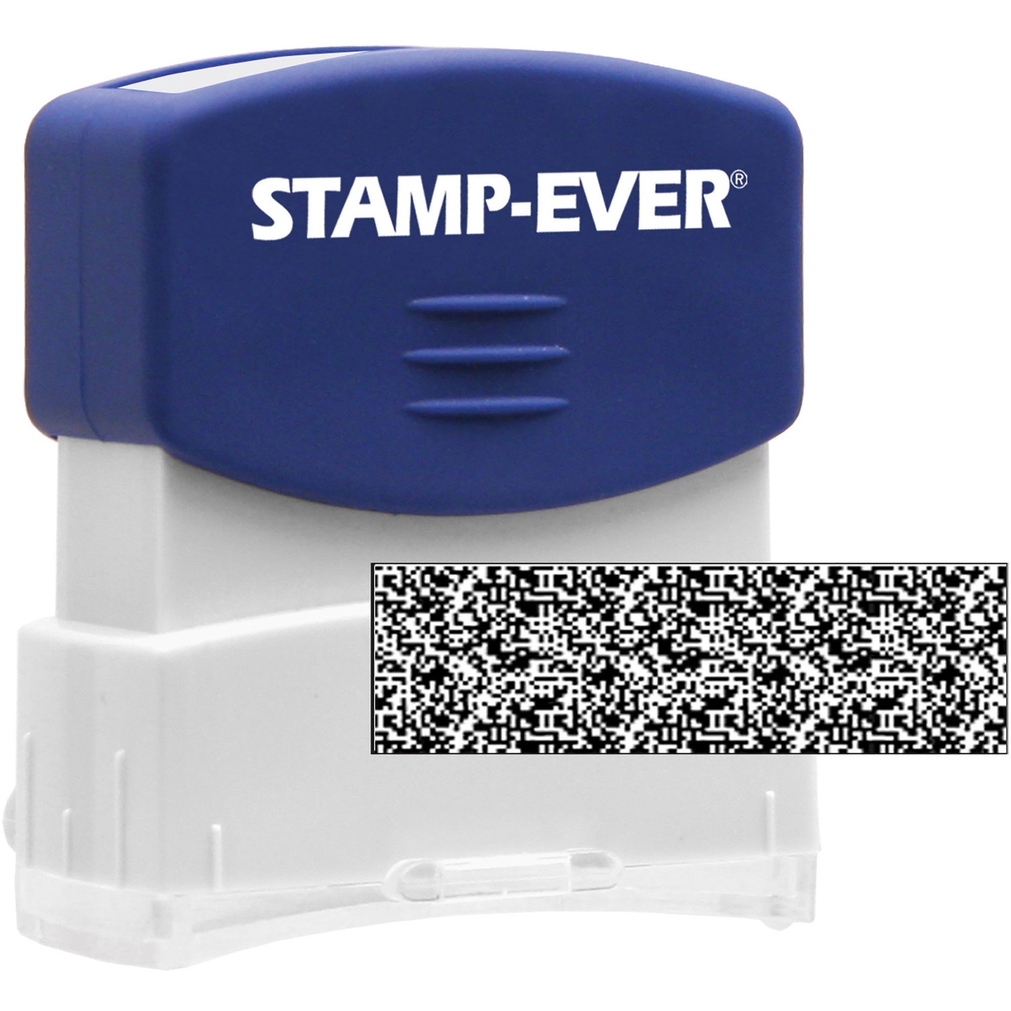Stamp-Ever Pre-inked Security Block Stamp - 1.69" Impression Width x 0.56" Impression Length - 50000 Impression(s) - Blue - 1 Each - 