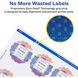 Avery Multipurpose Label - - Width2 1/2" Diameter - Permanent Adhesive - Round Scallop - Laser, Inkjet - Matte White - Paper - 9 / Sheet - 10 Total Sheets - 90 Total Label(s) - 90 / Pack