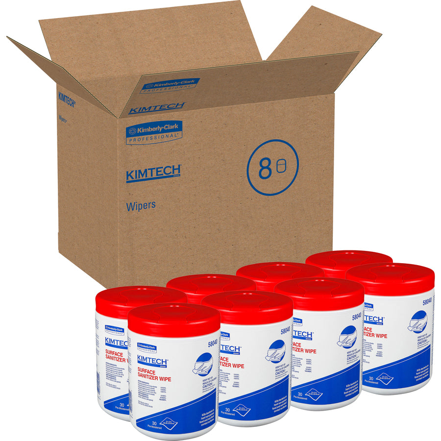 Surface Sanitizer Wipe, 12 x 12, White, 30/Canister, Sold as 1 Carton, 8 Each per Carton
