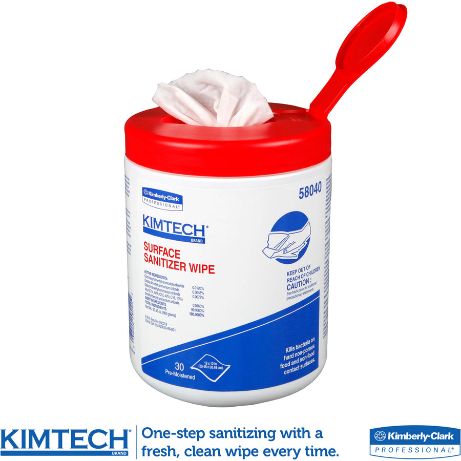 Surface Sanitizer Wipe, 12 x 12, White, 30/Canister, Sold as 1 Carton, 8 Each per Carton - 8