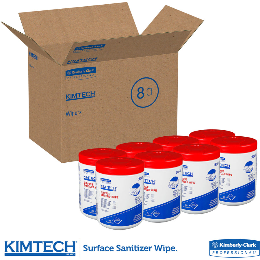 Surface Sanitizer Wipe, 12 x 12, White, 30/Canister, Sold as 1 Carton, 8 Each per Carton - 7