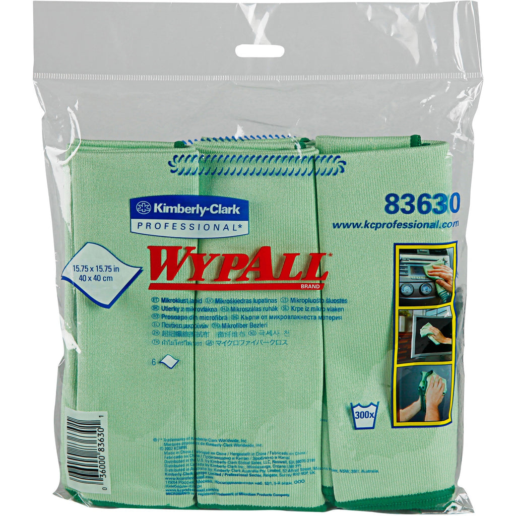 Microfiber Cloths, Reusable, 15.75 x 15.75, Green, 24/Carton