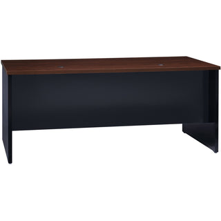 Lorell Fortress Modular Series Right-Pedestal Desk - 72" x 36" , 1.1" Top - 2 x Box, File Drawer(s) - Single Pedestal on Right Side - Material: Steel - Finish: Walnut Laminate, Black - Scratch Resistant, Stain Resistant, Ball-bearing Suspension, Grom