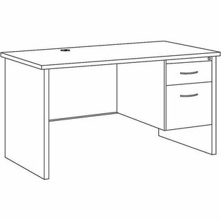 Lorell Fortress Modular Series Right-Pedestal Desk - 48" x 30" , 1.1" Top - 2 x Box, File Drawer(s) - Single Pedestal on Right Side - Material: Steel - Finish: Walnut Laminate, Black - Scratch Resistant, Stain Resistant, Ball-bearing Suspension, Grom
