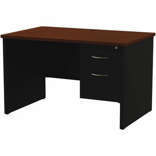 Lorell Fortress Modular Series Right-Pedestal Desk - 48" x 30" , 1.1" Top - 2 x Box, File Drawer(s) - Single Pedestal on Right Side - Material: Steel - Finish: Walnut Laminate, Black - Scratch Resistant, Stain Resistant, Ball-bearing Suspension, Grom