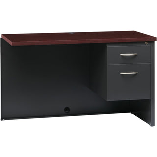 Lorell Fortress Modular Series Right Return - 48" x 24" , 1.1" Top - 2 x Box, File Drawer(s) - Single Pedestal on Right Side - Material: Steel - Finish: Mahogany Laminate, Charcoal - Scratch Resistant, Stain Resistant, Ball-bearing Suspension, Gromme
