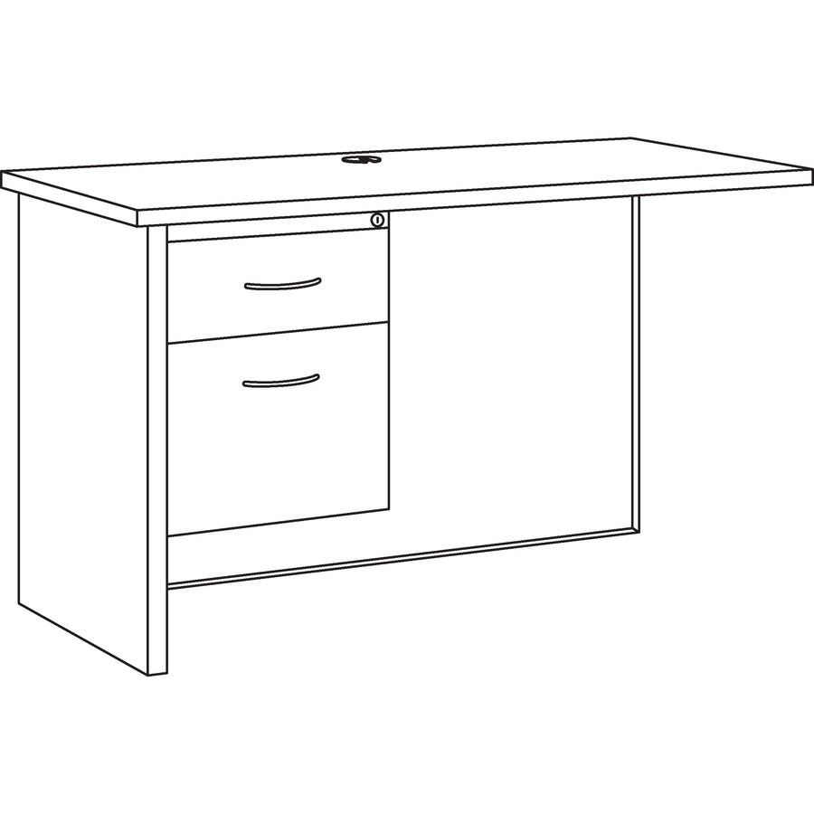 Lorell Fortress Modular Series Left Return - 48" x 24" , 1.1" Top - 2 x Box, File Drawer(s) - Single Pedestal on Left Side - Material: Steel - Finish: Mahogany Laminate, Charcoal - Scratch Resistant, Stain Resistant, Ball-bearing Suspension, Grommet, - 