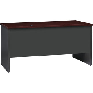 Lorell Fortress Modular Series Double-pedestal Credenza - 60" x 24" , 1.1" Top - 2 x Box, File Drawer(s) - Double Pedestal - Material: Steel - Finish: Mahogany Laminate, Charcoal - Scratch Resistant, Stain Resistant, Ball-bearing Suspension, Grommet,