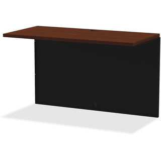 Lorell Fortress Modular Series Bridge - 48" x 24" , 1.1" Top - Material: Steel - Finish: Walnut Laminate, Black - Scratch Resistant, Stain Resistant, Ball-bearing Suspension, Grommet, Handle, Cord Management