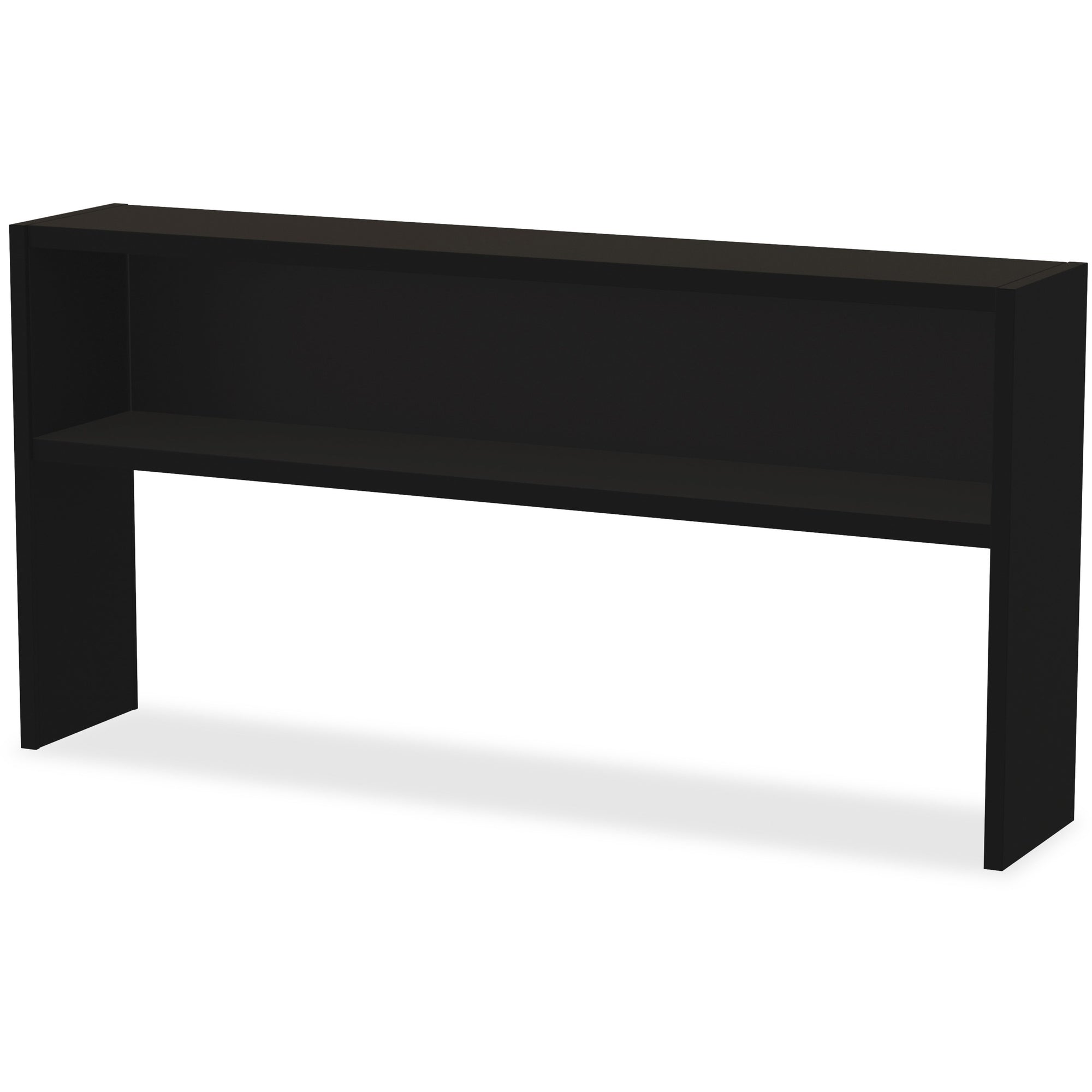 Lorell Fortress Modular Series Stack-on Hutch - 72" - Material: Steel - Finish: Black - Grommet, Cord Management
