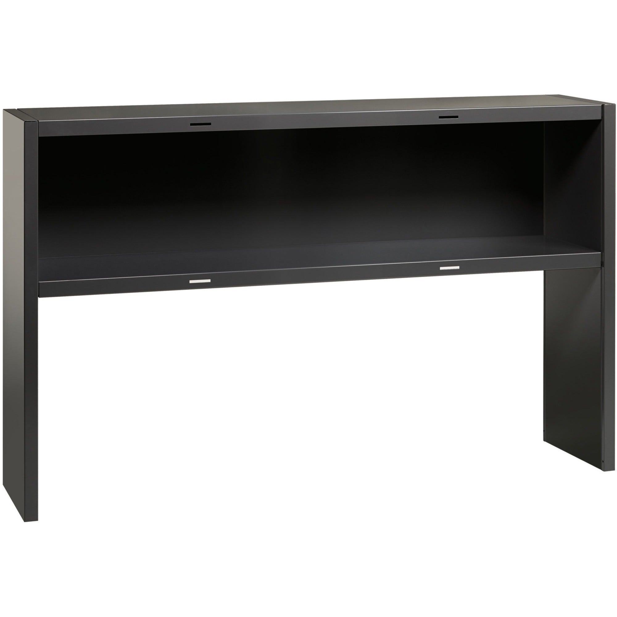 Lorell Fortress Modular Series Stack-on Hutch - 60" - Material: Steel - Finish: Charcoal - Grommet, Cord Management