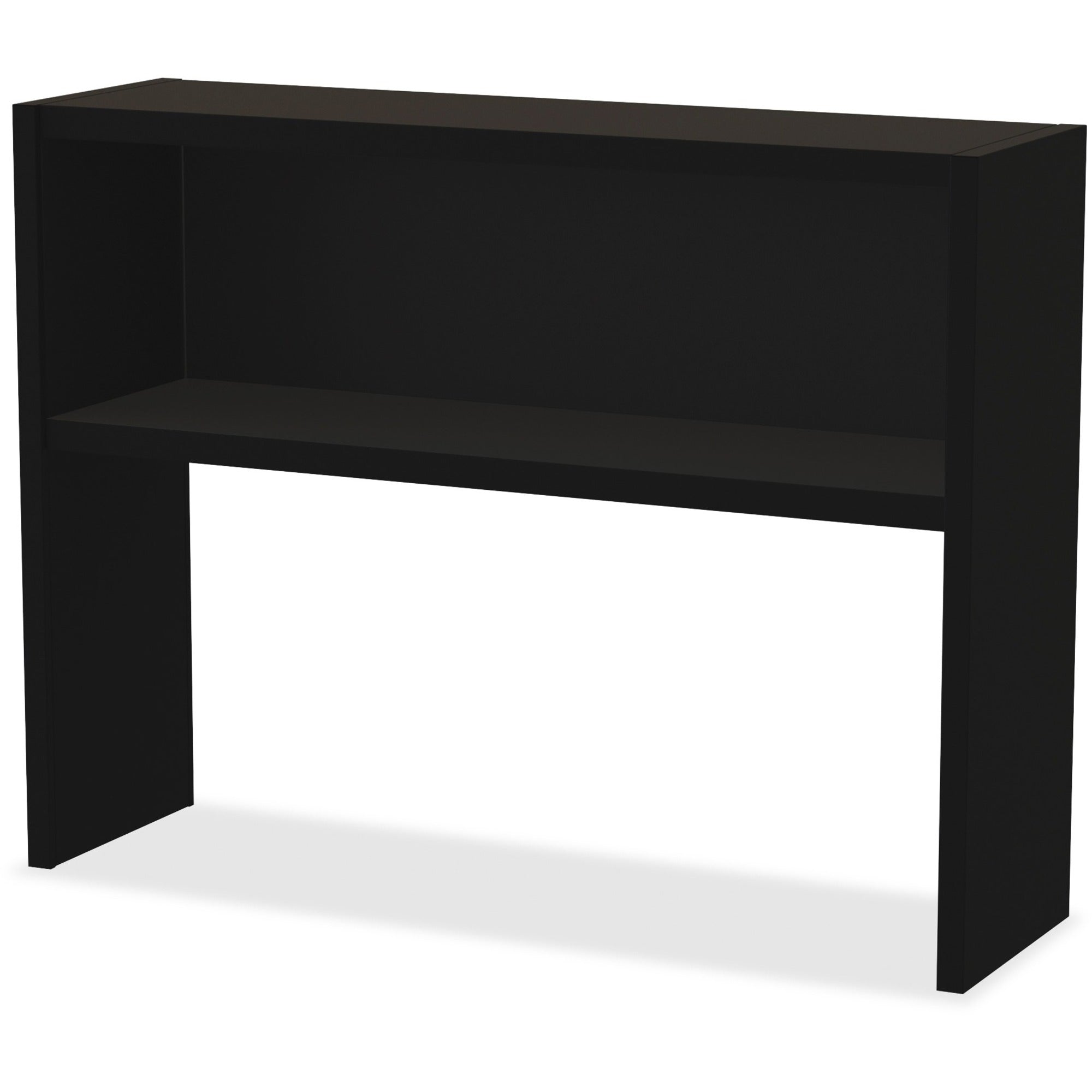 Lorell Fortress Modular Series Stack-on Hutch - 48" - Material: Steel - Finish: Black - Grommet, Cord Management - 