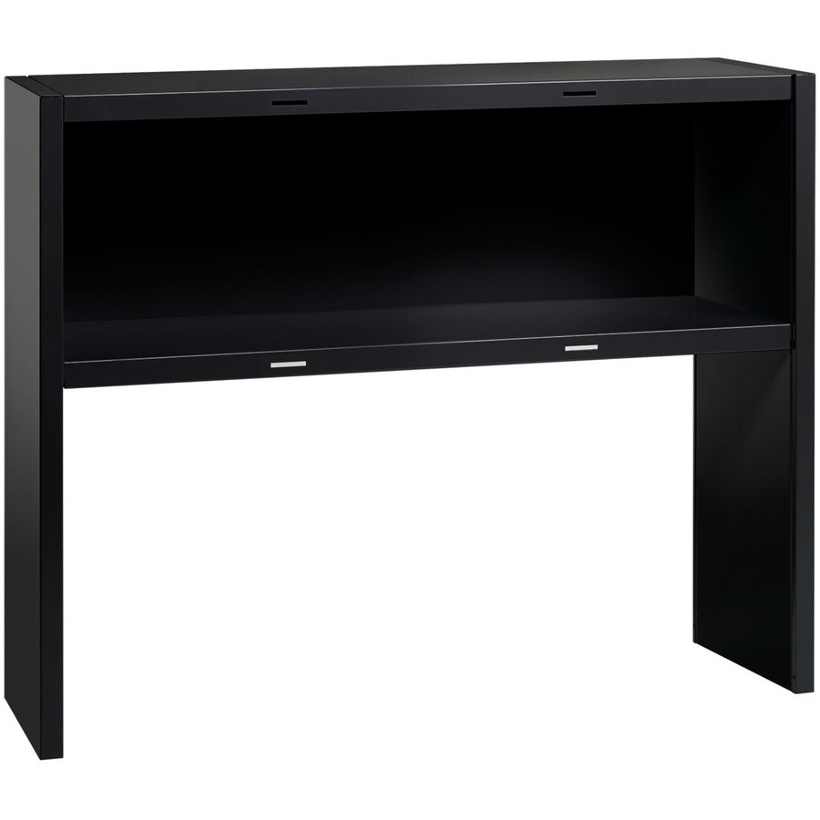 Lorell Fortress Modular Series Stack-on Hutch - 48" - Material: Steel - Finish: Black - Grommet, Cord Management