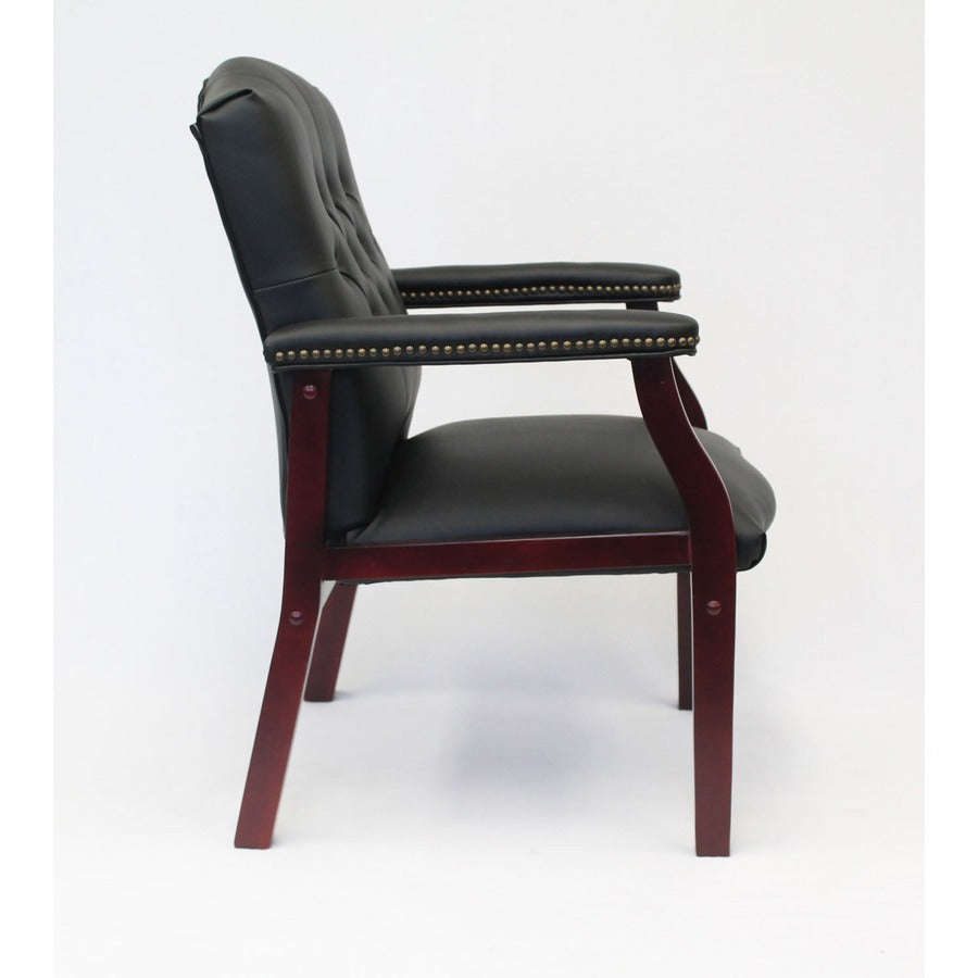 Boss Traditional Guest Chair - Black Vinyl Seat - Black Vinyl Back - 1 Each