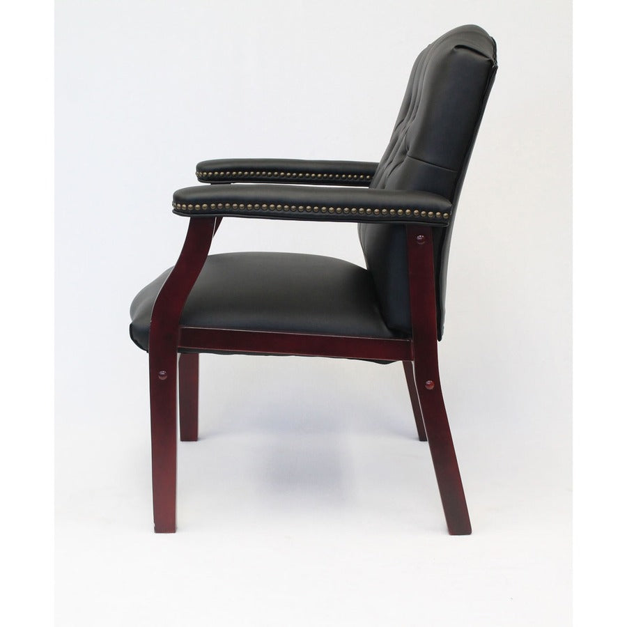 Boss Traditional Guest Chair - Black Vinyl Seat - Black Vinyl Back - 1 Each