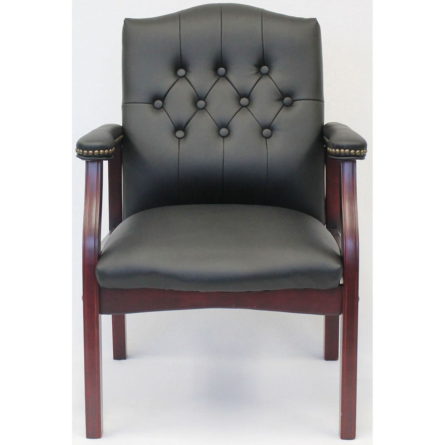 Boss Traditional Guest Chair - Black Vinyl Seat - Black Vinyl Back - 1 Each