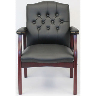 Boss Traditional Guest Chair - Black Vinyl Seat - Black Vinyl Back - 1 Each