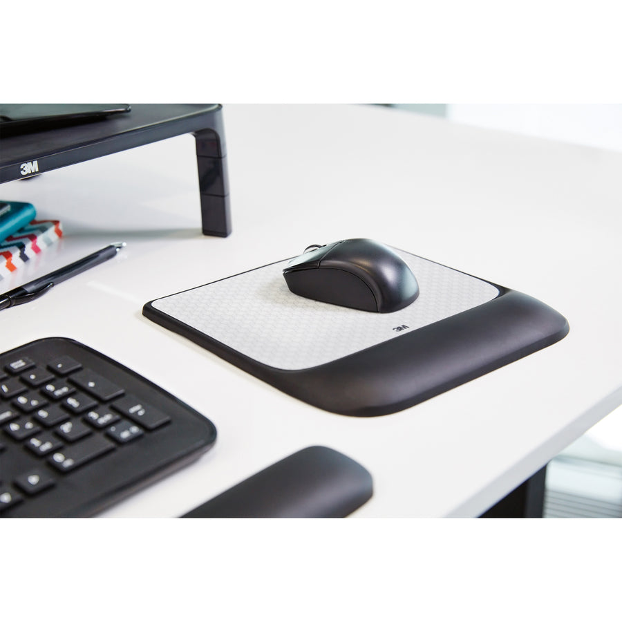 Mouse Pad with Precise Mousing Surface and Gel Wrist Rest, 8.5 x 9, Gray/Black