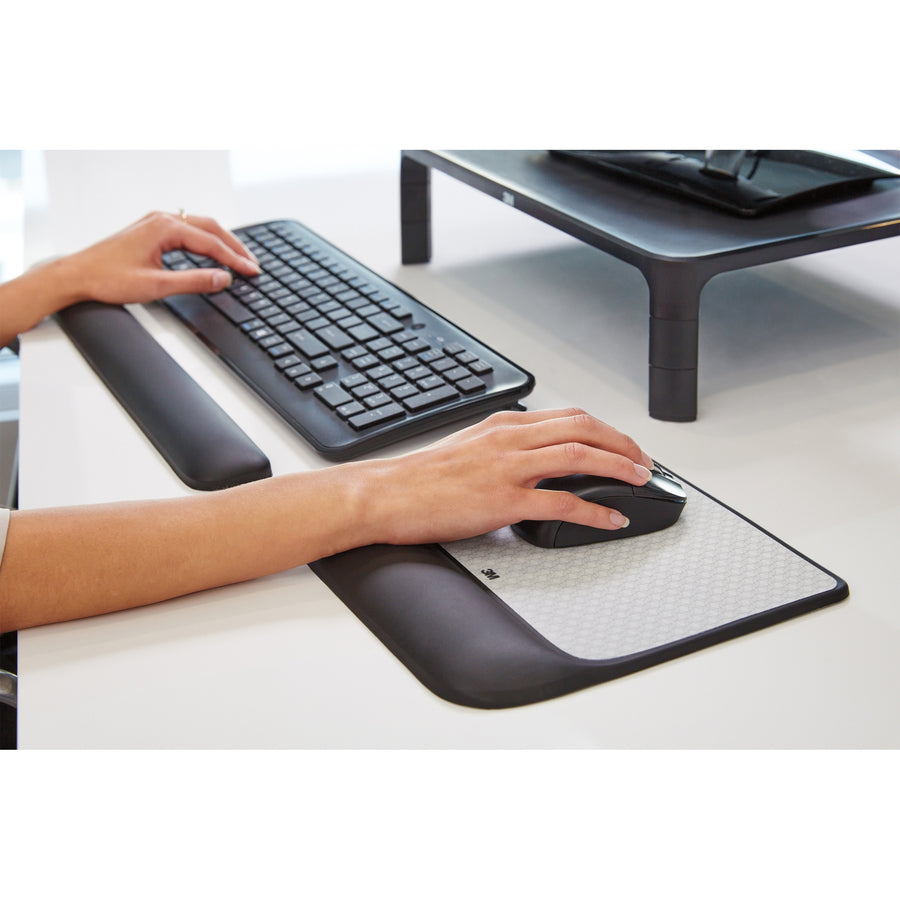 Mouse Pad with Precise Mousing Surface and Gel Wrist Rest, 8.5 x 9, Gray/Black