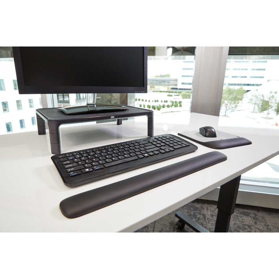 Mouse Pad with Precise Mousing Surface and Gel Wrist Rest, 8.5 x 9, Gray/Black