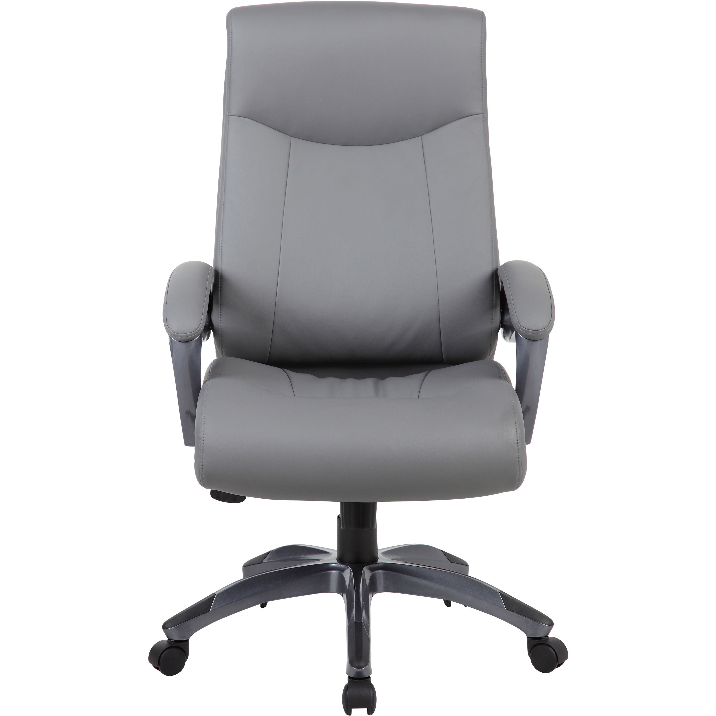 boss-double-layer-patented-executive-chair-gray-leatherplus-seat-black-gray-nylon-frame-high-back-5-star-base-charcoal-gray-1-each_bopb8661gy - 2