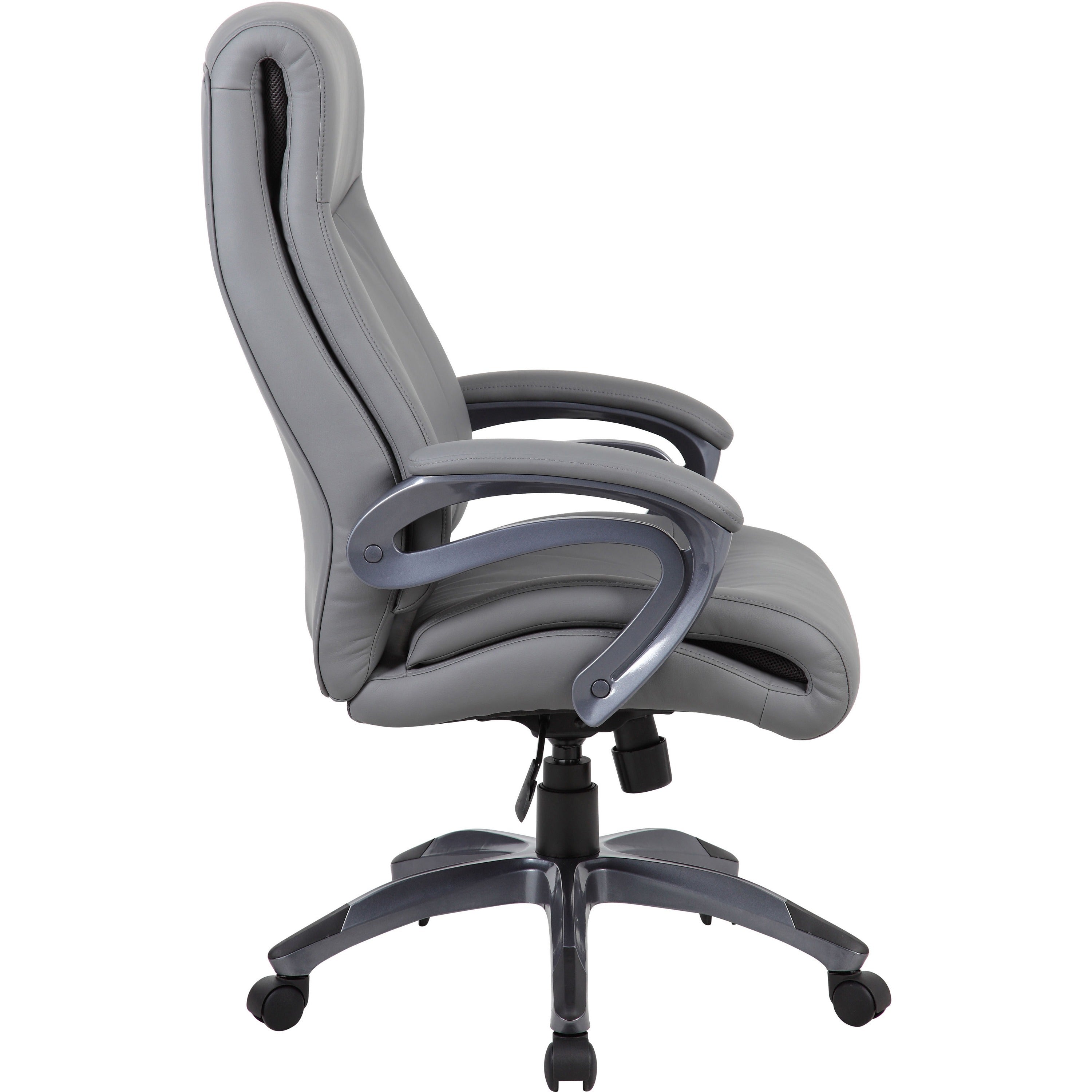 boss-double-layer-patented-executive-chair-gray-leatherplus-seat-black-gray-nylon-frame-high-back-5-star-base-charcoal-gray-1-each_bopb8661gy - 5