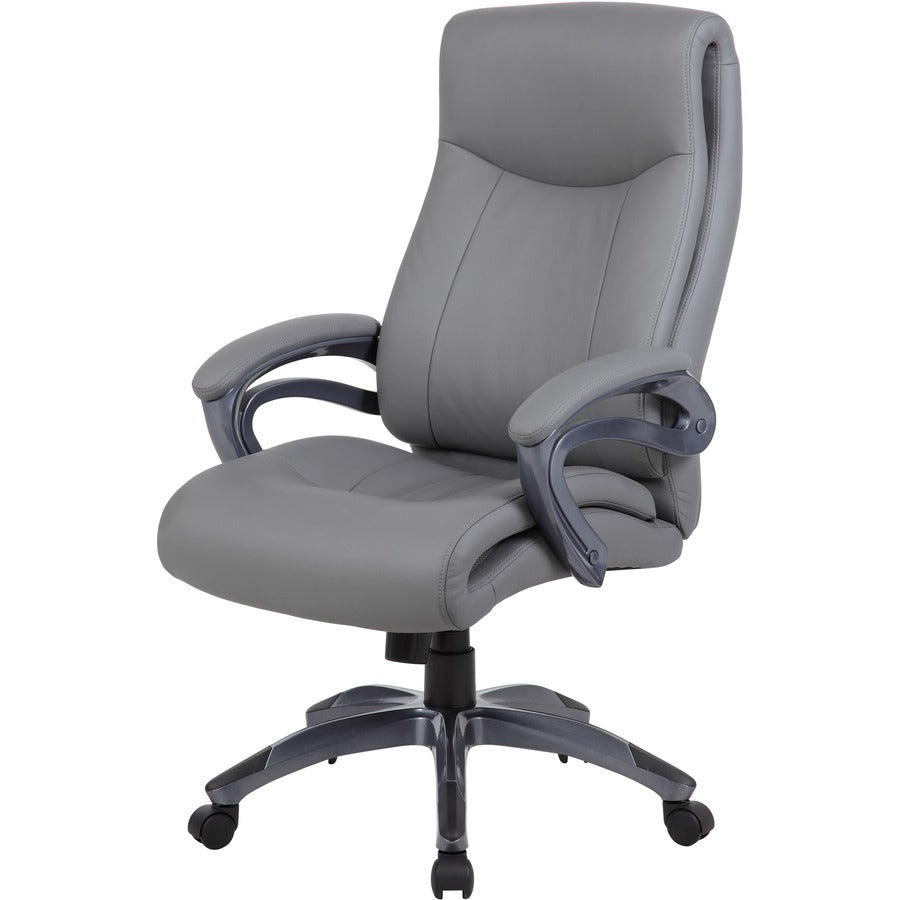 boss-double-layer-patented-executive-chair-gray-leatherplus-seat-black-gray-nylon-frame-high-back-5-star-base-charcoal-gray-1-each_bopb8661gy - 6