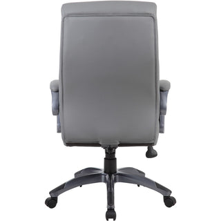 Boss Double Layer Patented Executive Chair - Gray LeatherPlus Seat - Black, Gray Nylon Frame - High Back - 5-star Base - Charcoal Gray - 1 Each