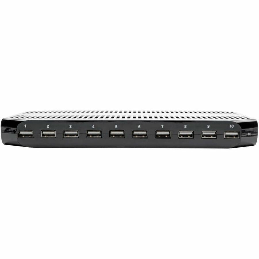 Desktop Charging Station with Adjustable Storage, 10 Devices, 9.4 x 4.7 x 1, Black