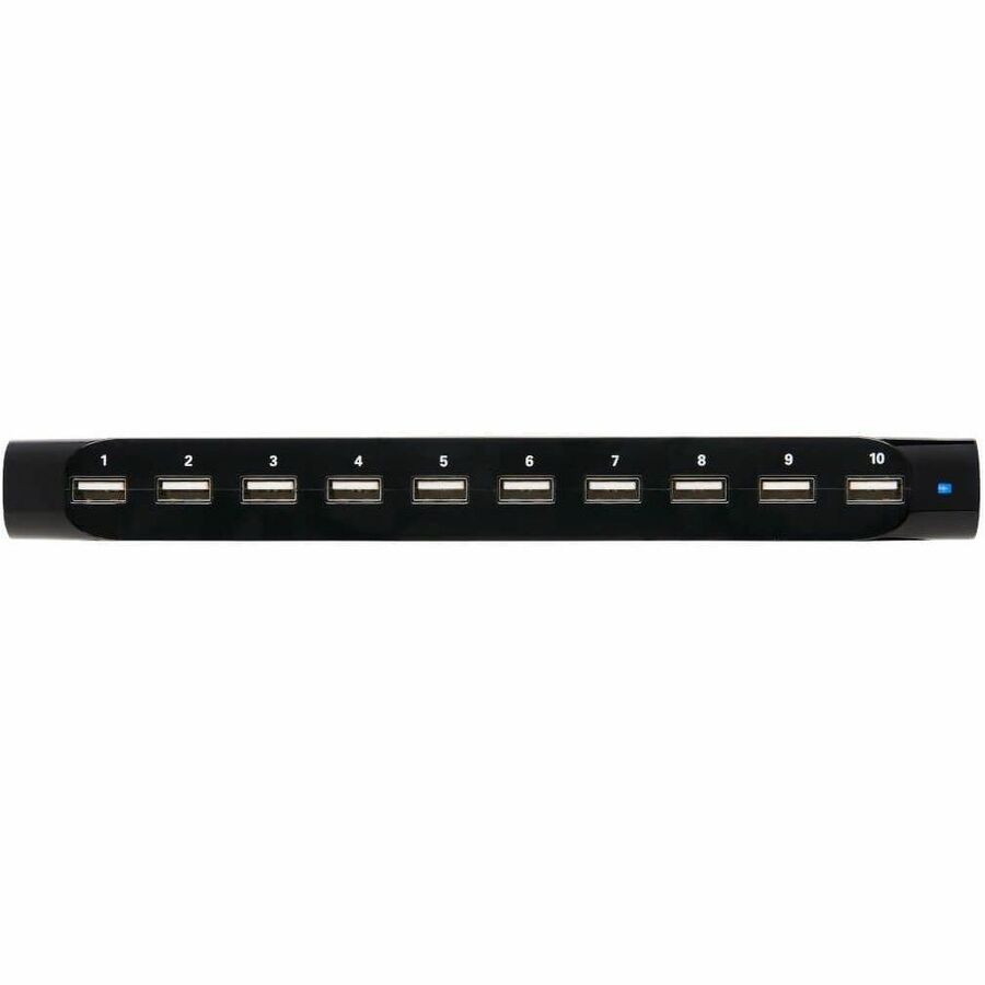 Desktop Charging Station with Adjustable Storage, 10 Devices, 9.4 x 4.7 x 1, Black