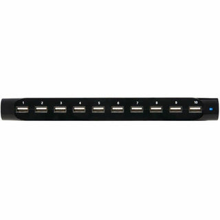 Desktop Charging Station with Adjustable Storage, 10 Devices, 9.4 x 4.7 x 1, Black