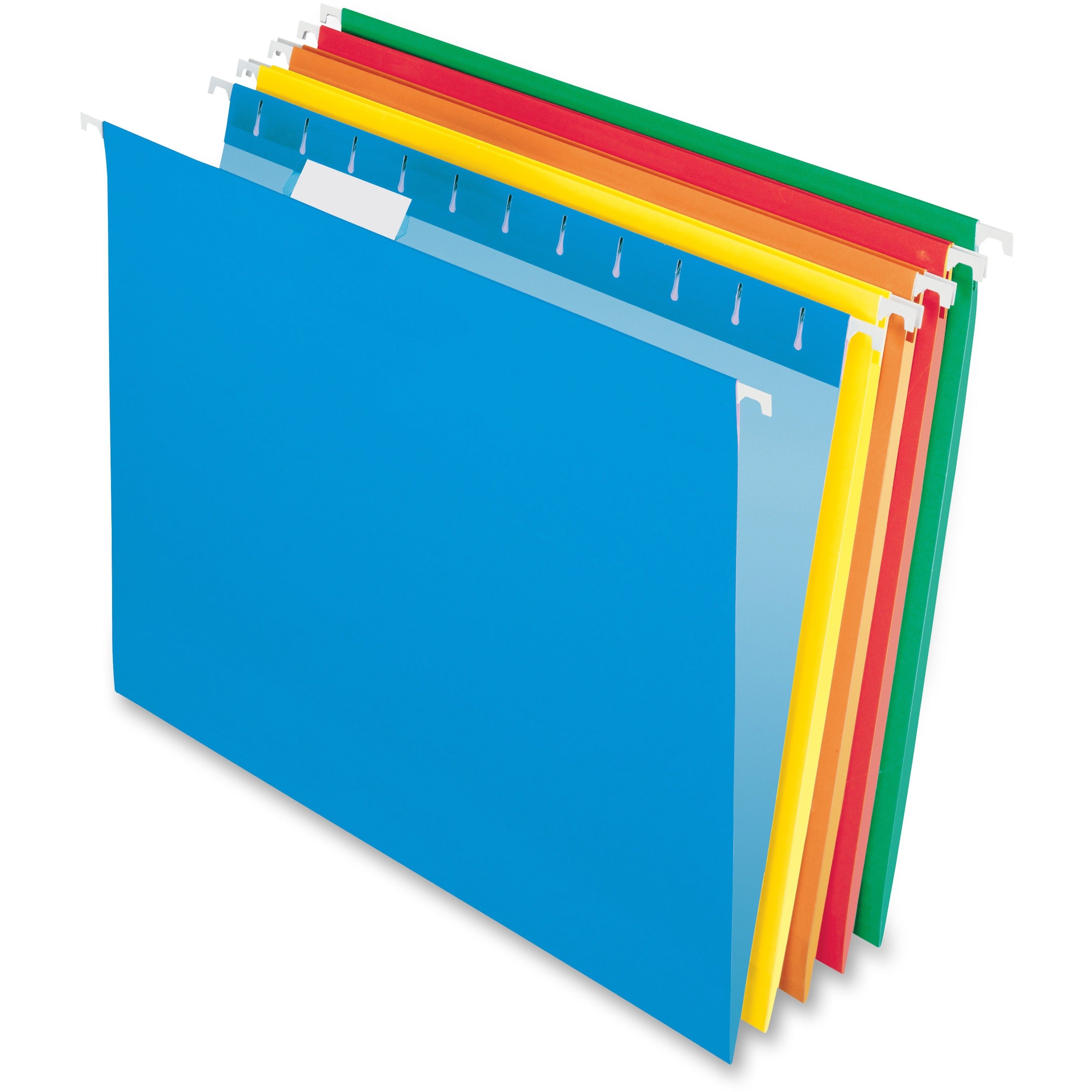 Colored Hanging Folders, Letter Size, 1/5-Cut Tabs, Five-Color Assortment, 25/Box