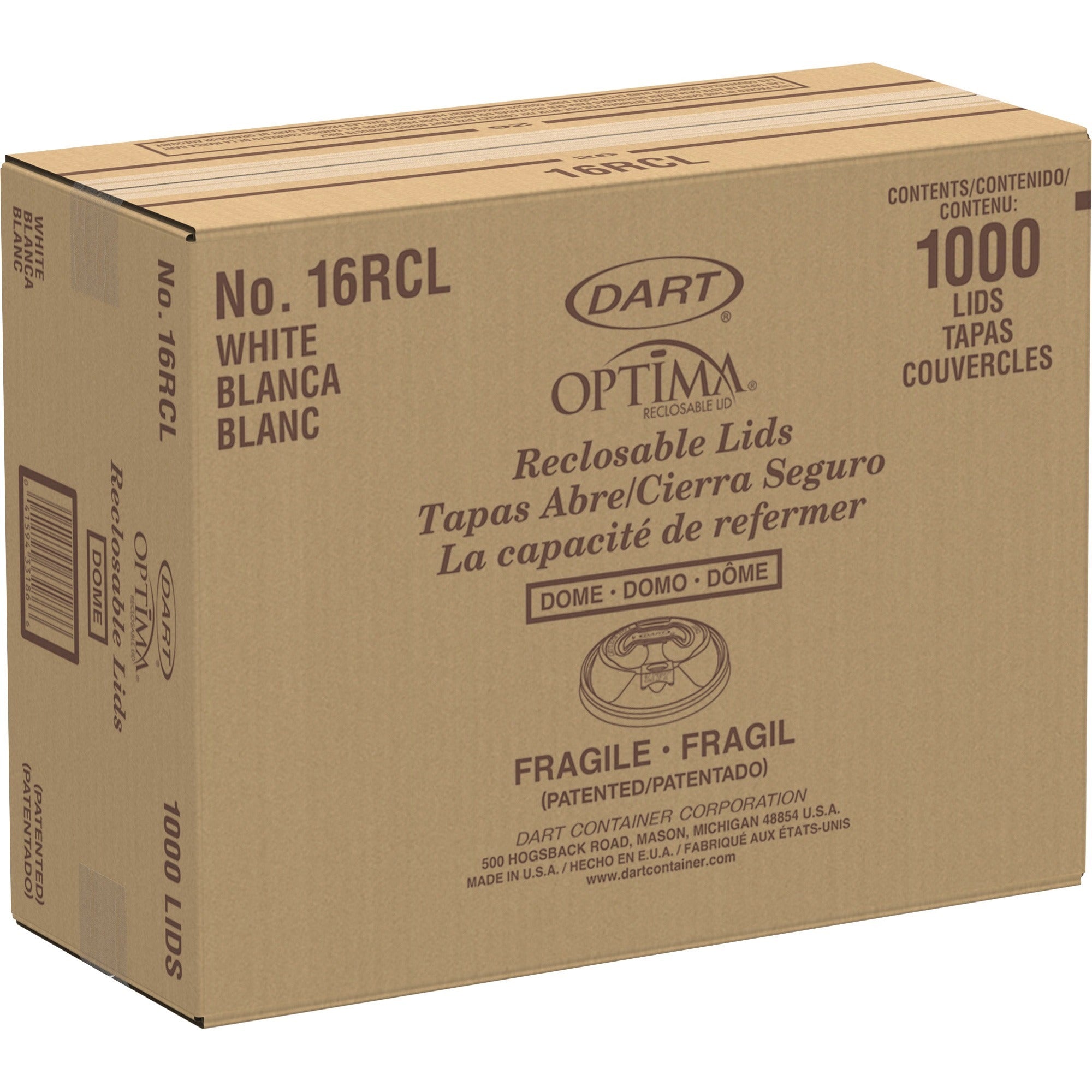 Dart Reclosable Hot Beverage Cup Lid - 100 Lids/Pack - 1000 / Carton - White